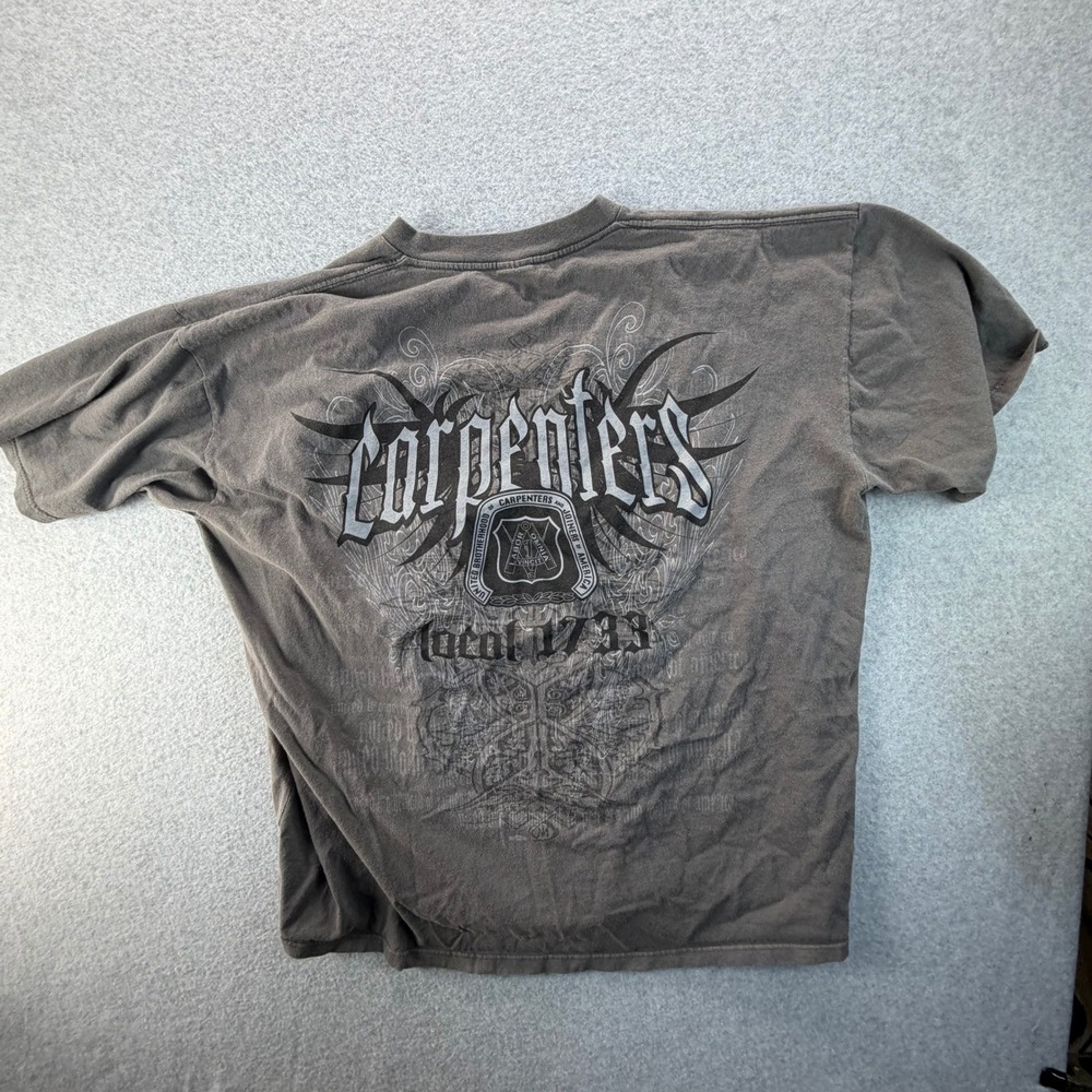 Alstyle Carpenters Local 1733 Graphic T-Shirt Mens XL Faded Black Short Sleeve